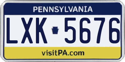 PA license plate LXK5676
