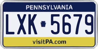 PA license plate LXK5679