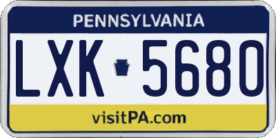 PA license plate LXK5680