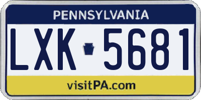 PA license plate LXK5681