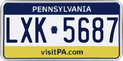 PA license plate LXK5687