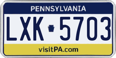 PA license plate LXK5703