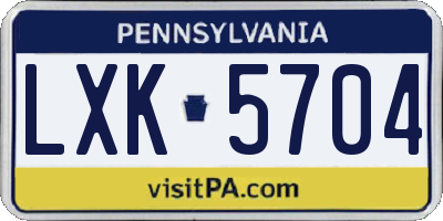 PA license plate LXK5704