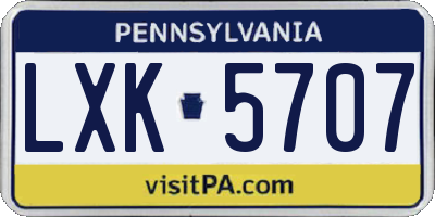 PA license plate LXK5707