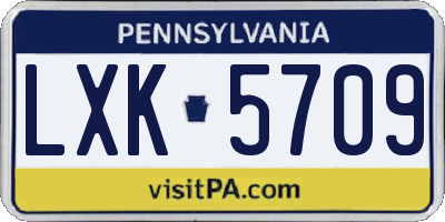 PA license plate LXK5709
