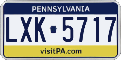 PA license plate LXK5717