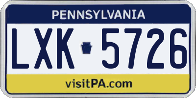 PA license plate LXK5726