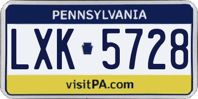 PA license plate LXK5728