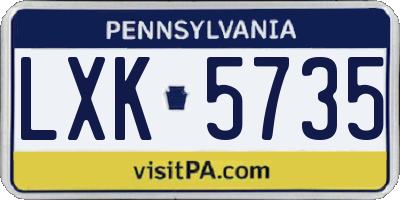PA license plate LXK5735