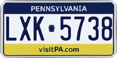 PA license plate LXK5738