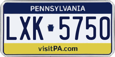 PA license plate LXK5750