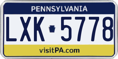 PA license plate LXK5778