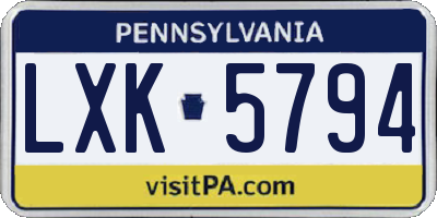 PA license plate LXK5794