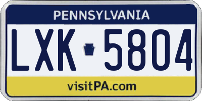 PA license plate LXK5804