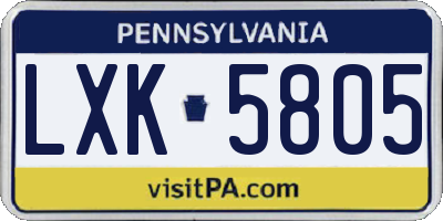 PA license plate LXK5805