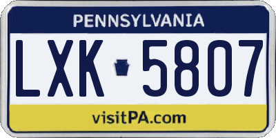 PA license plate LXK5807