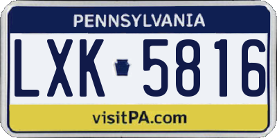 PA license plate LXK5816