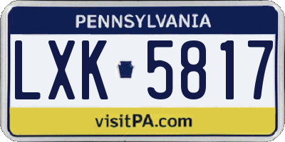 PA license plate LXK5817