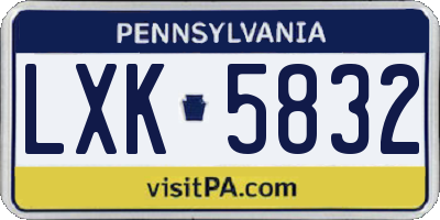 PA license plate LXK5832