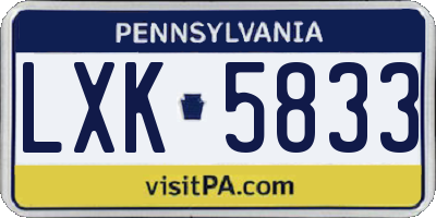 PA license plate LXK5833