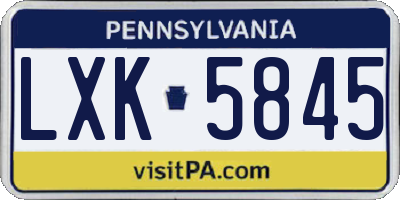 PA license plate LXK5845