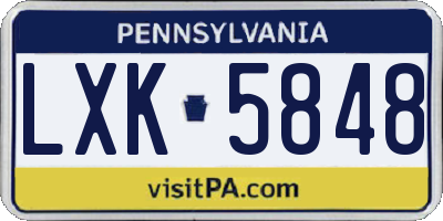 PA license plate LXK5848