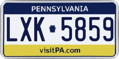 PA license plate LXK5859
