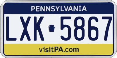 PA license plate LXK5867