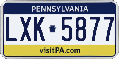 PA license plate LXK5877