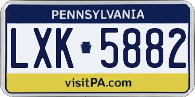PA license plate LXK5882