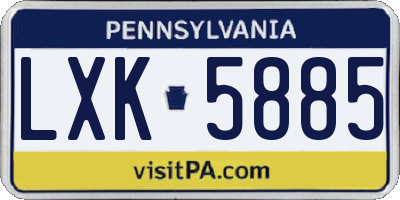 PA license plate LXK5885