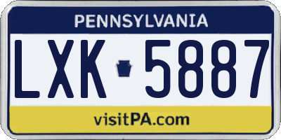 PA license plate LXK5887