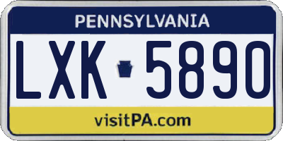 PA license plate LXK5890