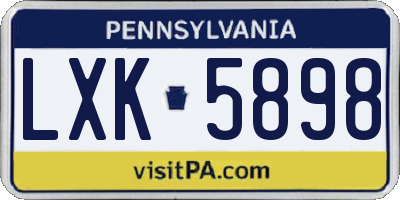 PA license plate LXK5898