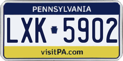 PA license plate LXK5902