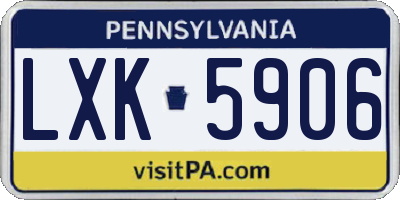 PA license plate LXK5906