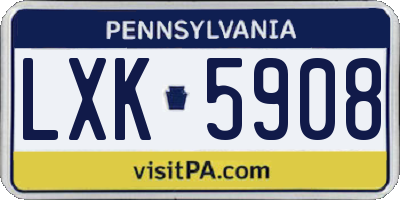 PA license plate LXK5908