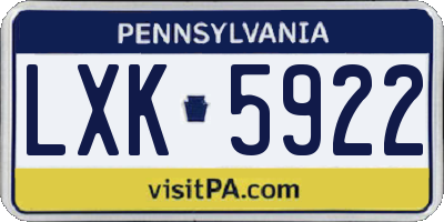 PA license plate LXK5922