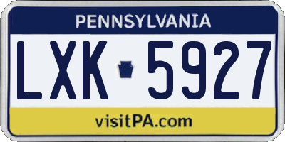 PA license plate LXK5927