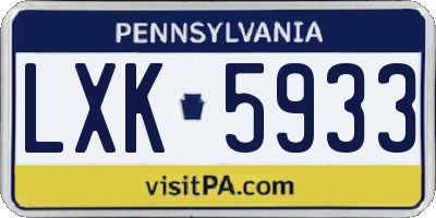 PA license plate LXK5933