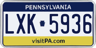 PA license plate LXK5936
