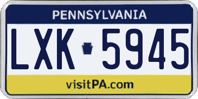 PA license plate LXK5945