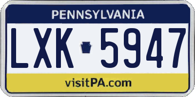 PA license plate LXK5947