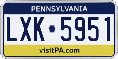 PA license plate LXK5951