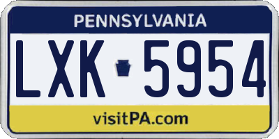 PA license plate LXK5954