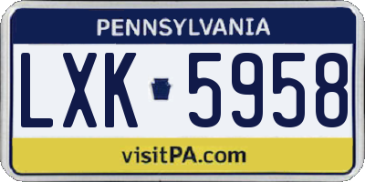 PA license plate LXK5958