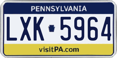 PA license plate LXK5964