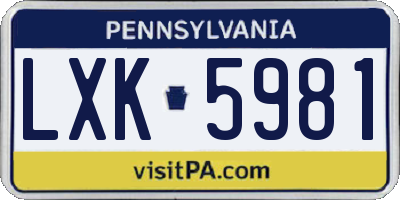 PA license plate LXK5981