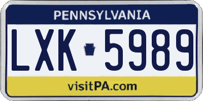 PA license plate LXK5989