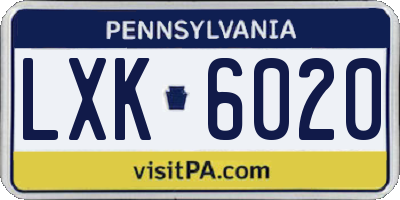 PA license plate LXK6020
